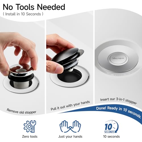 4 in 1 Flip-Cover Bathtub Drain Stopper 1.4"-2.6"（1,Silver） | Flush-fit tool-free drain hair catcher, no springs, rustproof. Press to seal/drain, stops puddles. Durable - color: Flip Silver