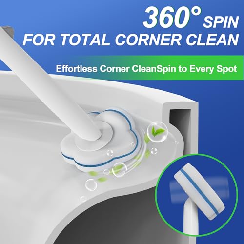 Disposable Toilet Brush and Plunger Set, Dual Handdle Toilet Plunger, All-in-1 Bathroom Cleaning Kit with 18PCS Refills, Toilet Cleaning Stick and Ventilated Holder