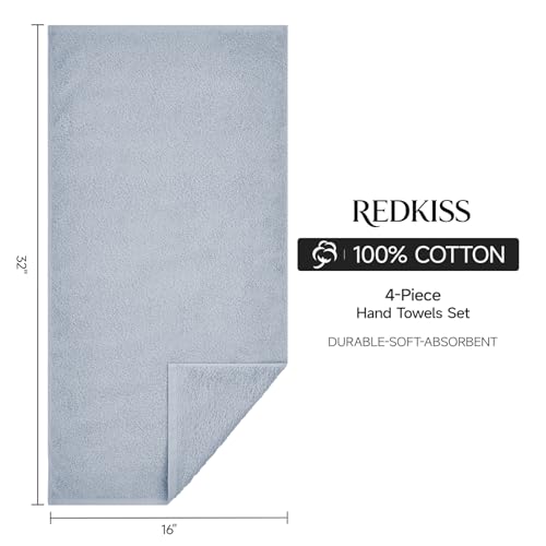 REDKISS 4-Pack Luxury Hand Towels, 16x32 Inch 450G 100% Cotton, Blue Quick-Dry Bathroom & Kitchen Towels, Super Soft and Highly Absorbent - color: Blue, size: hand towel set of 4