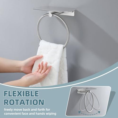 Angle Simple Towel Ring with Storage Shelf, Towel Holder Brushed Nickel | SUS304 Stainless Steel, Bathroom Kitchen Space Saver, Wall-Mounted - color: Brushed Nickel