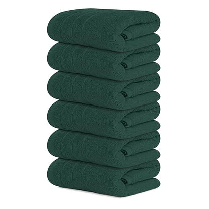 6 Piece Hand Towels Set 16 x 28 Inches, Hunter Green | 100% Cotton, Lighter Weight, Quick to Dry, 16 x 28 Inches, Super Soft & Absorbent, Perfect for Bathroom & Kitchen - color: Hunter Green
