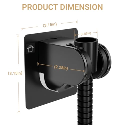Adhesive Shower Head Holder, No Drill Wall Mount Adjustable Handheld Showerhead Bracket for Bathroom, RV, Kids Shower（Black） - style: Black