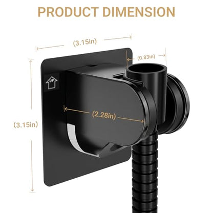 Adhesive Shower Head Holder, No Drill Wall Mount Adjustable Handheld Showerhead Bracket for Bathroom, RV, Kids Shower（Black） - style: Black