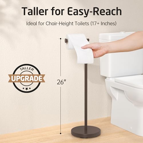 KES Bronze Toilet Paper Holder Stand, 26" H Free Standing, Heavy Base | 304 Stainless Steel, Cement-Filled Base, Anti-Slip Pad, Fits All Roll Sizes, 1-Min Assembly, No Drill - color: Bronze, size: 26" H