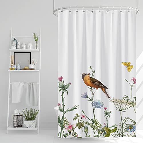 AWERT Small Half Size Stall Shower Curtain with Hooks Shower Stall Curtain 48 x 72 Funny Bird for Bathroom/RV and Camper - color: Bird, size: 48"W x 72"L (Pack of 1)