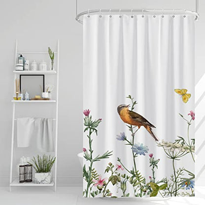 AWERT Small Half Size Stall Shower Curtain with Hooks Shower Stall Curtain 48 x 72 Funny Bird for Bathroom/RV and Camper - color: Bird, size: 48"W x 72"L (Pack of 1)