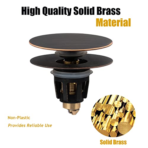 Universal Bathroom Sink Drain Stopper, Fits Most Pop-Up Drains for Vessel Sink Lavatory Vanity, Sink Drain Strainer with Detachable Hair Catcher, Tested by Plumber in US (Oil Rubbed Bronze) - color: Oil Rubbed Bronze