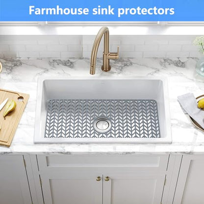 Sink Protectors for Kitchen Sink 30"x16"Center Silicone Sink Mat | Various sizes and styles,Protector for sinks and dish,Withstand to 500F,Food-grade silicone ,raised feet,Dishwasher Washing - size: 30"x16" Center