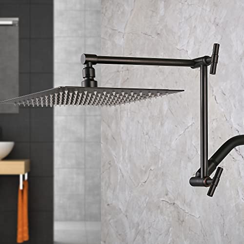 Oil Rubbed Bronze Shower Arm Extension - 13'' Height & Range Adjustable, Locking Nuts, Universal Connector for Rain & Handheld Showers - color: Oil Rubbed Bronze