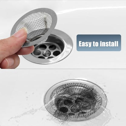 BokWin 4PCS Stainless Steel Mesh Sink Strainer, 2.12" Top/0.9" | Slop Basket Filter Trap, Shower Bath Tub Drain, Hair Catcher, For Home Bathrooms