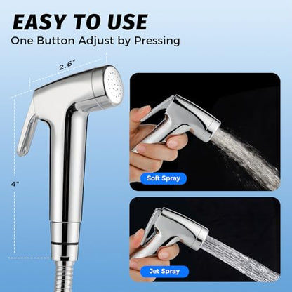 Handheld Bidet Sprayer for Toilet, Bidet Sprayer Kit with Stainless Steel Hose for Feminine Wash, Adjustable Water Pressure Handheld Sprayer for Cloth Diaper Wash (Chrome Silver) - style: Chrome Silver
