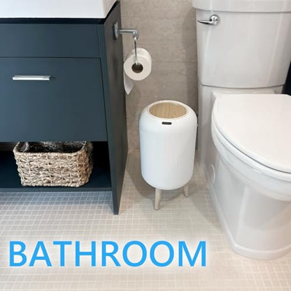 URALFA Automatic Bathroom Trash Can with Lid, 3 Gal Motion Sensor Trah Can | Touchless Sensor Garbage Can, Auto Trash Bin with Removable Legs, Smart Waste Basket for Bedroom, Office, Restroom, White - color: White, style: Automatic with Legs