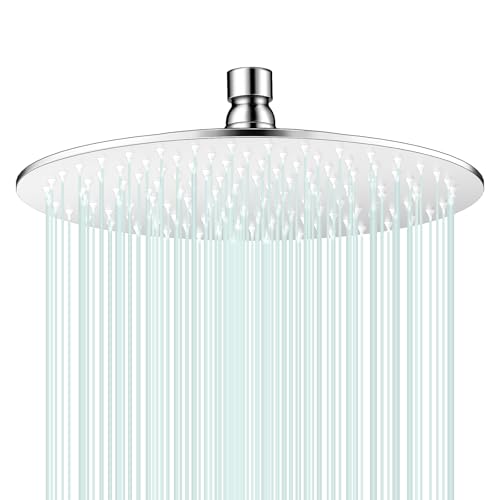 All Metal Rain Shower Head - Heavy Duty Stainless Steel, Easy Install, High Water Flow, Ultra-Thin Modern Design for Bathroom (Chrome, 10) - color: Chrome, size: 10