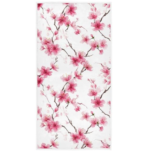 Pfrewn Cherry Blossoms Flowes Hand Towels 16x30 in Watercolor Pink Floral Sakura Branch Bathroom Towel Soft Absorbent Small Bath Towel Kitchen Dish Guest Towel Home Bathroom Decorations - color: Cherry Blossoms