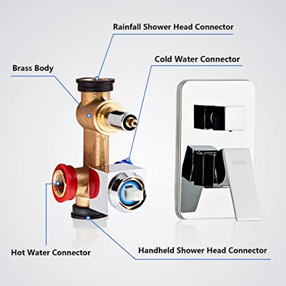 Shower Head - Shower Faucet Set Square Shower Combo System with 8'' Rainfall Shower Head Wall Mount Handheld Shower, Stainless Steel with Chrome Finish Bath Shower Head,Chrome - color: Chrome, style: 8 Inch Without Setting