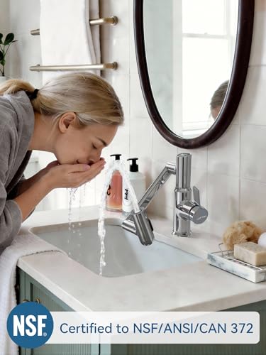 Rotatable Bathroom Faucet with Temperature Display in Fahrenheit (Batteries-Free), 3 Water Modes, Chrome, BF2204-1 - color: Chrome