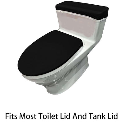 Madeals Memory Foam Long Bathroom Rug Set 5 Piece with Toilet Lid Cover and Tank Cover Set Black - color: Black, size: 20"x46"/20"x32"/Contour/Lid Cover/Tank Cover