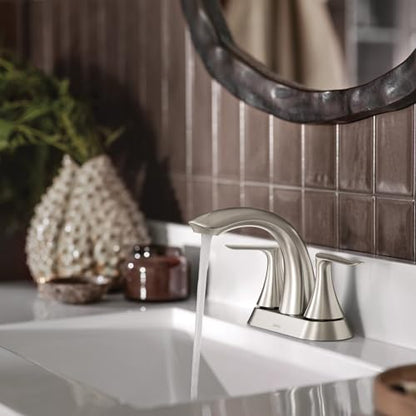 Moen Findlay Spot Resist Brushed Nickel Two Handle 4-Inch Centerset Bathroom Faucet, 84515SRN