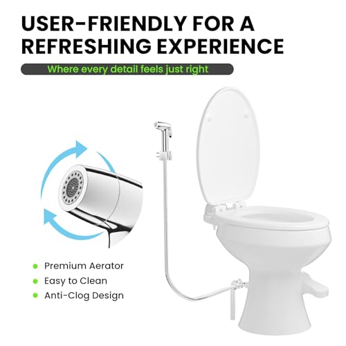 RV Bidet Sprayer, RV Handheld Bidet with Water Hose & RV Fitting, Wall-Mount Toilet Sprayer for Motorhomes, Fifth Wheels, Trailers & Campers Toilet (Chome Sprayer)