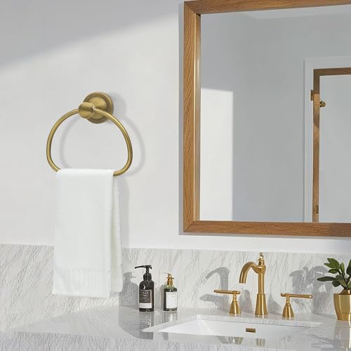 Brass Bathroom Hand Towel Holder, Antique Brass Towel Ring Holder, Wall Mounted Towel Rack Hanger Home Half Round Bathroom Hardware Accessory Modern - color: Brass
