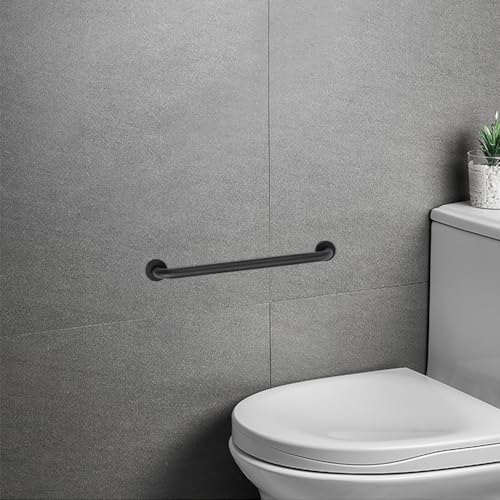 supregear Grab Bars for Wall, Bathroom Shower Handle for Seniors, 1 Inch Diameter 201 Stainless Steel Safety Hand Rail, Wall Mounted Toilet Bathtub Support, Black Finish, 24 Inch - size: 20 Inch