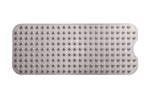 Extra-Long Non-Slip Bathtub & Shower Mat 39”x16” (Smooth/Non-Textured Tubs Only) Safe, Clean, Machine-Washable, Superior Grip&Drainage, Vinyl, Transparent Gray (Grey) - color: Transparent Gray (Grey), size: 39" x 16" (Rectangular)