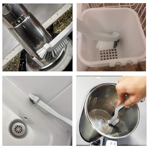 Kitchen Scrub Brush, Angle Cleaning Brush, Right Angle Scrub Brush for Sink Household Dish Pot Pan Edge Corners, Upgraded Stiff Brushes for Small Spaces Deep Cleaning with Stiff Bristles