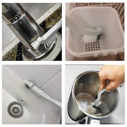 Kitchen Scrub Brush, Angle Cleaning Brush, Right Angle Scrub Brush for Sink Household Dish Pot Pan Edge Corners, Upgraded Stiff Brushes for Small Spaces Deep Cleaning with Stiff Bristles