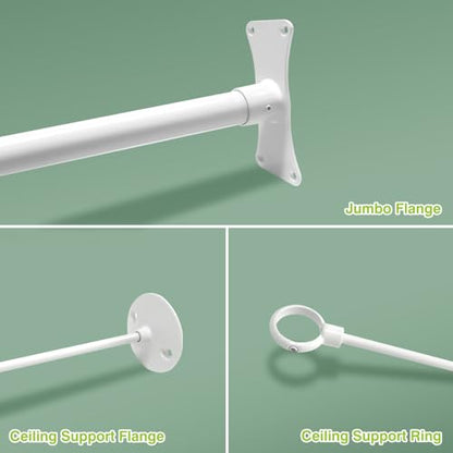 Naiture L Shape Shower Curtain Rod, 18-1/2" X 26" X 36", Gloss White | Aluminum, Includes 36" Ceiling Support & Hardware, Cut to Fit, Permanent Mount, Counterpart Wall Size 54" x 36" - color: Gloss White, size: 18-1/2" X 26" X 36"