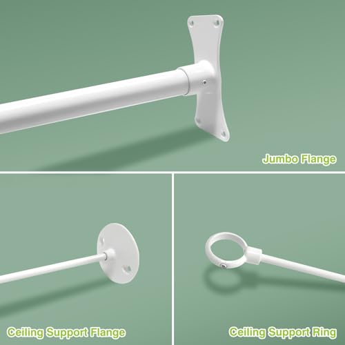 Naiture Neo-Angle Shower Curtain Rod, 30-1/2" X 37" X 30-1/2", Gloss White | Aluminum, Includes 36" Ceiling Support and Mounting Hardware, Cut to Fit, Permanent Wall Mount, Rustproof - color: Gloss White, size: 30-1/2" X 37" X 30-1/2"