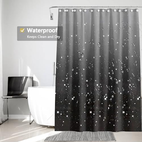 TIKABC Shower Curtain Liner, 4G PEVA Shower Liner, Plastic Waterproof Shower Curtains, with Grommet Holes and 3 Magnetic Weights(Gradient Black) - color: Gradient Black