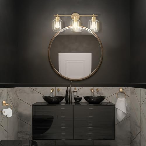 Globe Electric 51638 3-Light Vanity All-in-One Bathroom Set, 5 Piece Gold Finish - color: Gold