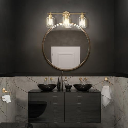 Globe Electric 51638 3-Light Vanity All-in-One Bathroom Set, 5 Piece Gold Finish - color: Gold