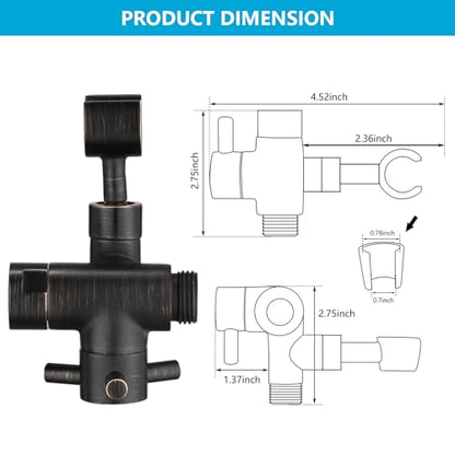 PDPBath Solid Brass 3 Way Shower Arm Diverter Valve with Handheld Holder for Dual Shower Heads with G1/2 Universal Connection - Oil Rubbed Bronze - color: Oil Rubbed Bronze-2