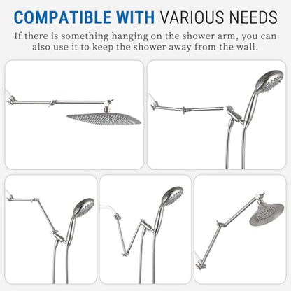 G-Promise 18 Inch Solid Brass Shower Head Extension Arm (Brushed Nickel) | Rise or Lower Shower Head, All Metal, Height & Angle Adjustable Extender, Firmly Secure Shower Head, Easy to Install - color: Brushed Nickel