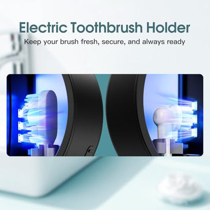 Upgraded Toothbrush Holders for Bathroom, Tooth Brush Holders Wall Mounted,Toothbrush Holder Organizer with LED Smart Screen,Cleaning and Drying Fits All Toothbrushes for Home & Travel - color: Black