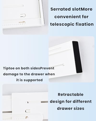 2PCS Adjustable Drawer Dividers, Expandable Organizers for Clothes/Kitchen/Bathroom/Office, 3.1'' High x 10.6''-17.7'' Long, White