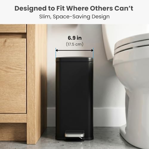 iTouchless 3 Gal Nursery Waste Bin | Step Pedal Diaper Trash Can | Black | Foot-Operated Lid Opens Instantly | Whisper-Quiet AirNova Damper | Removable Liner Bucket | Matte Coating Resists Prints - color: Matte Black