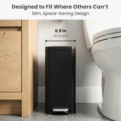 iTouchless 3 Gal Nursery Waste Bin | Step Pedal Diaper Trash Can | Black | Foot-Operated Lid Opens Instantly | Whisper-Quiet AirNova Damper | Removable Liner Bucket | Matte Coating Resists Prints - color: Matte Black