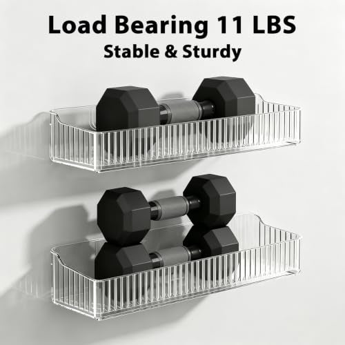 Acrylic Shower Caddy Adhesive, 4 Pack No Drilling Clear Bathroom Organizer Wall Shelf with Soap & Toothbrush Holder, Strong Stick for Shower Shelves Bathroom Storage rack - style: Acrylic Shower Caddy