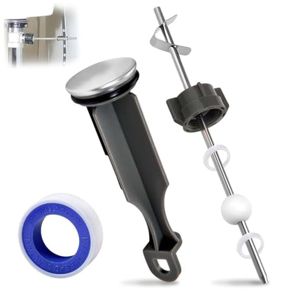 3 Pcs Sink Drain Parts, Lavatory Pop up Stopper Assembly with Plug, Faucet RP5648BN Drain Stopper, Pivot Rod Bathroom Sink Repair Kit for Price Pfister & Popular Brand, 18MM Ball, Chrome