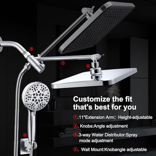 14 Inch Rain Shower Head and Handheld Spray Combo Set, Tool-Free Easy Installation Bathroom Shower System, High Pressure Multi-Function Showerhead with Multiple Spray Modes for Home Use - style: Classic