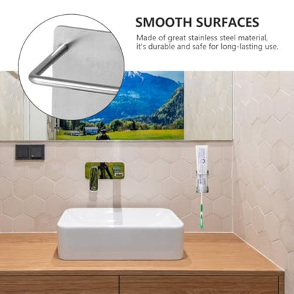 VANZACK Stainless Steel Wall Mounted Toothbrush and Toothpaste Holder Rinsing Cup Organizer, Punch-Free Bathroom Storage Rack for Home Use