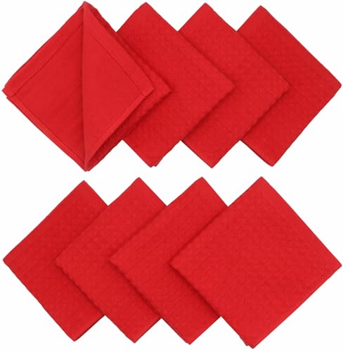 Washcloths Cotton Dish Cloths, 8 Pack,12”x12”,Red Dish Rags | Absorbent Wash Cloths For Bathroom&Kitchen, Soft Kitchen Washcloths Wash Rags, Double Deck Small Hand Towels For Kicthen - color: Red