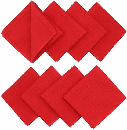 Washcloths Cotton Dish Cloths, 8 Pack,12”x12”,Red Dish Rags | Absorbent Wash Cloths For Bathroom&Kitchen, Soft Kitchen Washcloths Wash Rags, Double Deck Small Hand Towels For Kicthen - color: Red