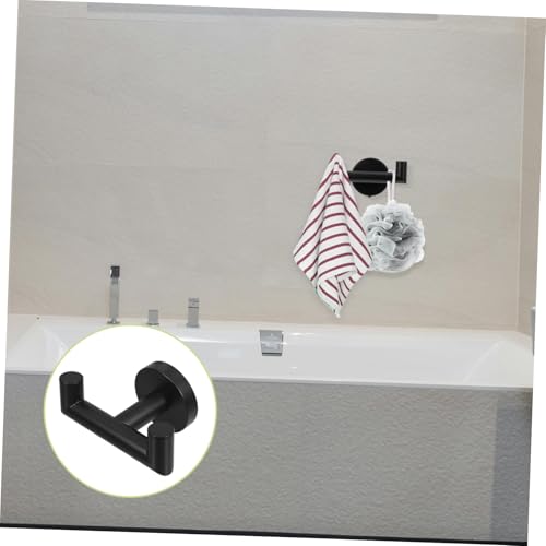 2pcs Stainless Steel Wall Towel Rack Black Over The Door Hanger Hook Bathroom Kitchen Accessory