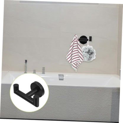 2pcs Stainless Steel Wall Towel Rack Black Over The Door Hanger Hook Bathroom Kitchen Accessory