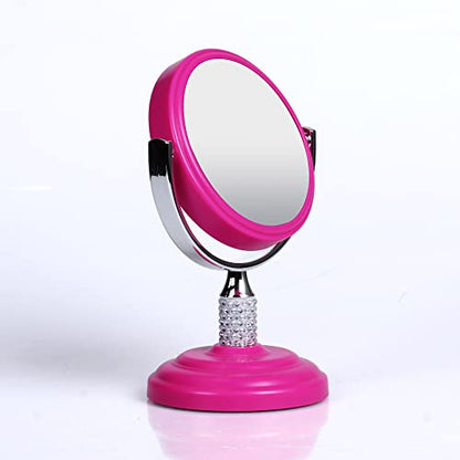 Zahari Home Galvin Double Sided Makeup Mirror with Stand, 1X/3X Magnification, 360 Degree Swirl, 5.60 inch, Pink - color: Pink, size: 5.6"L x 3.8"W
