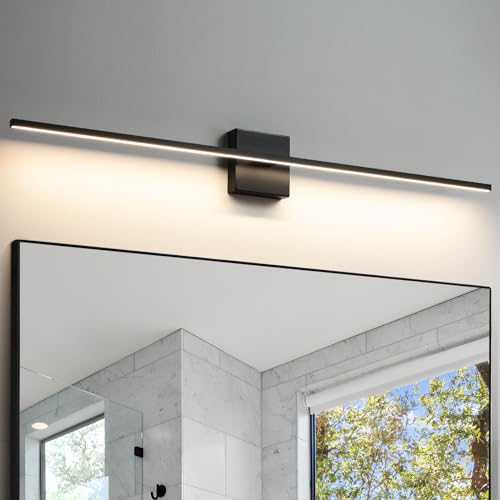 Bathroom Vanity Light Fixtures Over Mirror - 39 Inch Matte Black Vanity Lights for Bathroom 28W 3500K Dimming LED Vanity Light Bar Modern Wall Sconce Lighting for Mural - color: Black, size: 39Inch