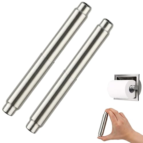 2 Pcs Toilet Paper Holder Roller Replacement Stainless Steel Adjustable Toilet Tissue Roll Spring Rod Replacement Spindle Fit for Bathroom Tissue Holder, Satin Nickel - color: Satin Nickel+2pcs